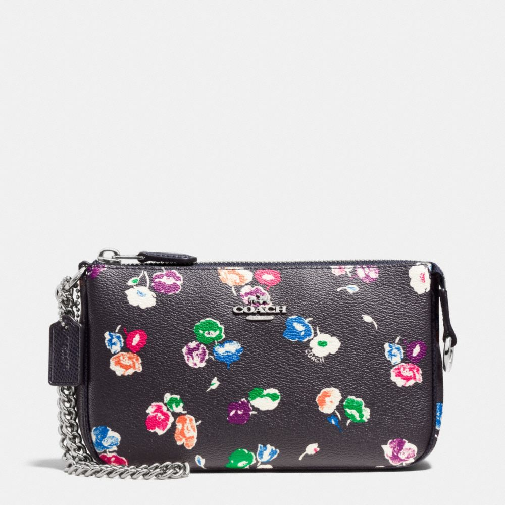 COACH LARGE WRISTLET 19 IN WILDFLOWER PRINT COATED CANVAS - SILVER/RAINBOW MULTI - F65175