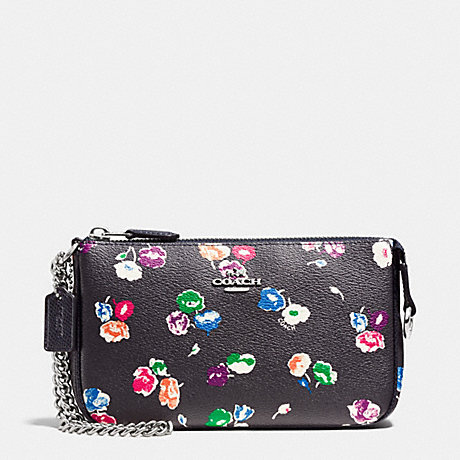 COACH LARGE WRISTLET 19 IN WILDFLOWER PRINT COATED CANVAS - SILVER/RAINBOW MULTI - f65175