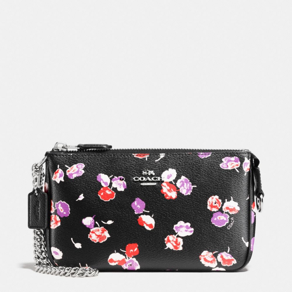 LARGE WRISTLET 19 IN WILDFLOWER PRINT COATED CANVAS - COACH F65175 - SILVER/BLACK MULTI