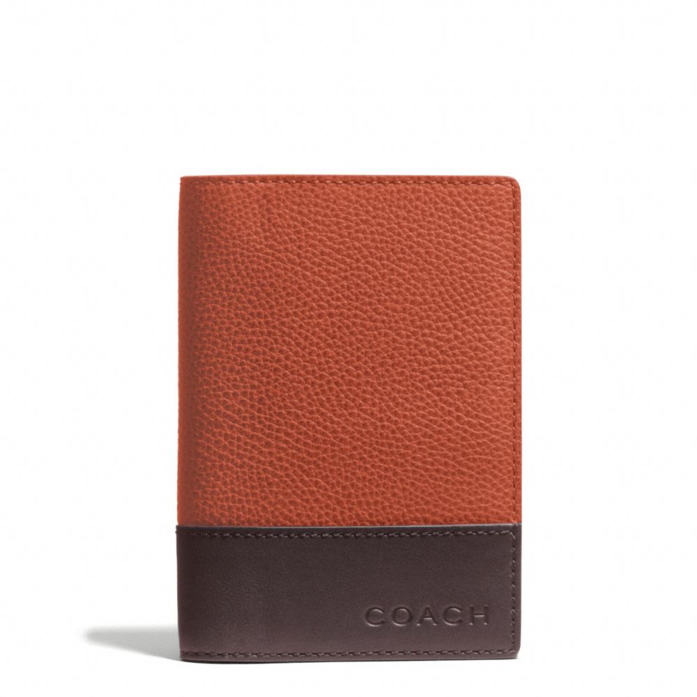 COACH F65177 Camden Leather Passport Case ORANGE/MAHOGANY