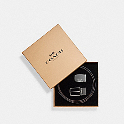 MOD PLAQUE HARNESS CUT-TO-SIZE REVERSIBLE LEATHER BELT - COACH f65185 - BLACK/DARK BROWN