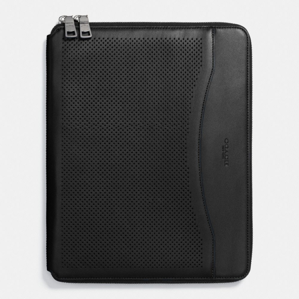 COACH TECH CASE IN PERFORATED LEATHER - BLACK - f65200