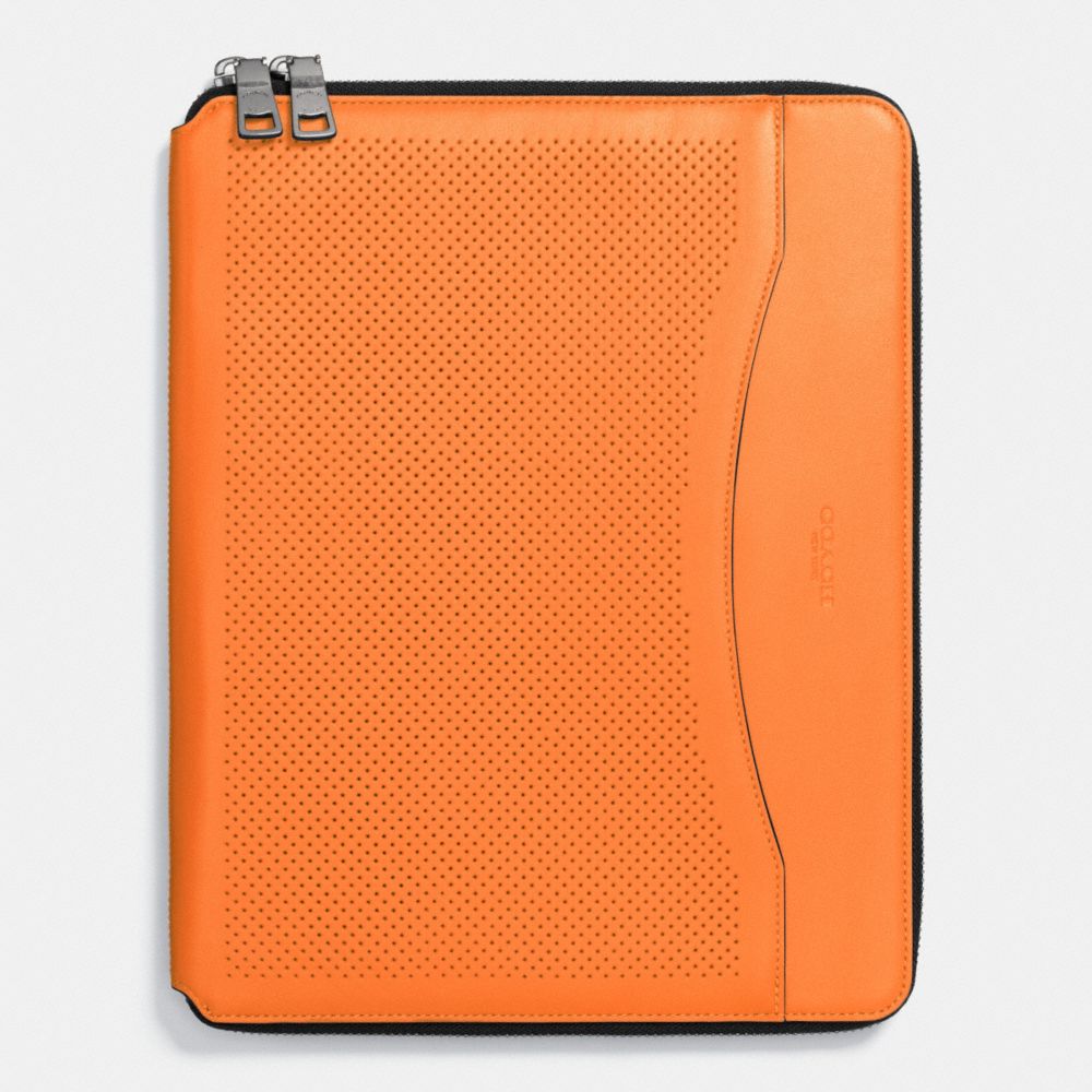 COACH f65200 TECH CASE IN PERFORATED LEATHER ORANGE