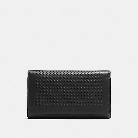 COACH F65204 UNIVERSAL PHONE CASE IN PERFORATED LEATHER BLACK