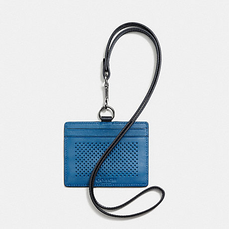 COACH F65209 ID LANYARD IN PERFORATED LEATHER DENIM