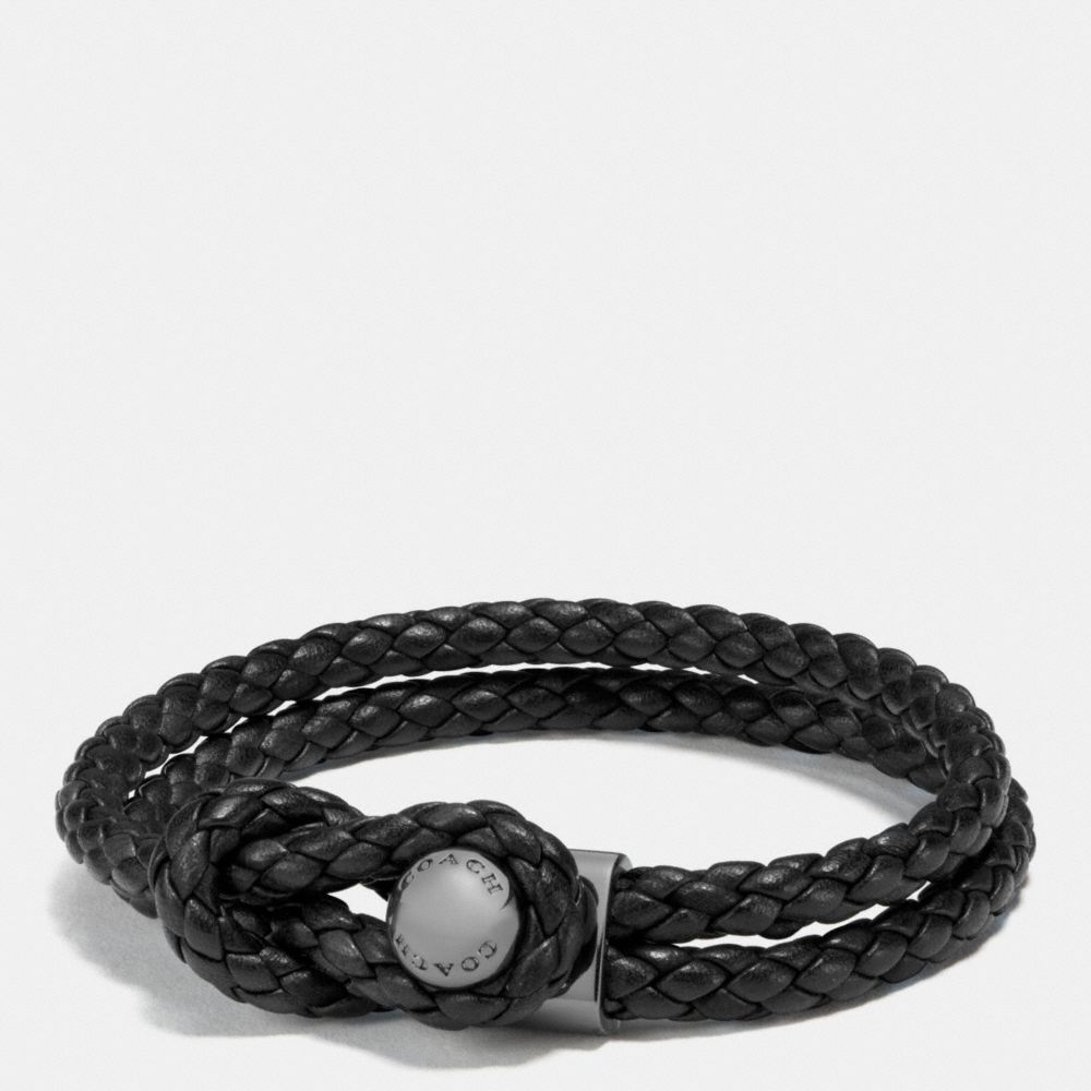 COACH LEATHER BRACELET BUTTON - BLACK - F65291