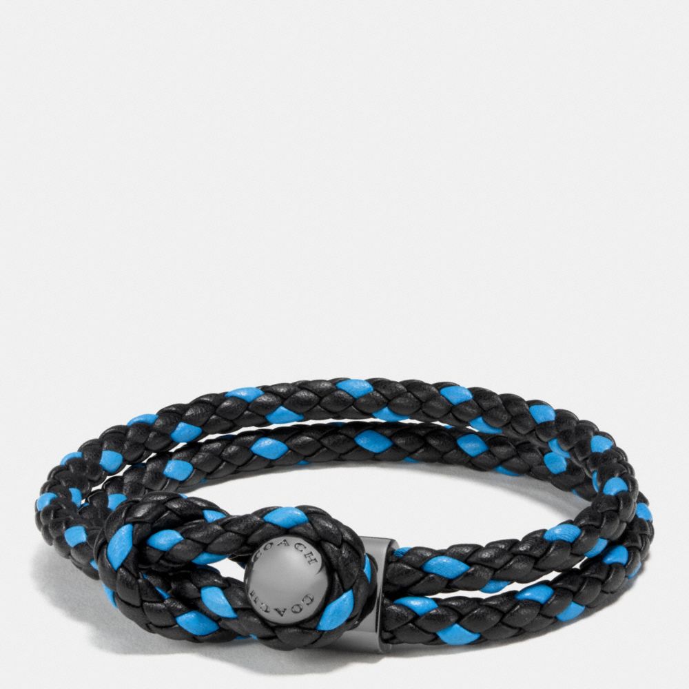 COACH f65291 LEATHER BRACELET BUTTON BLACK/AZURE