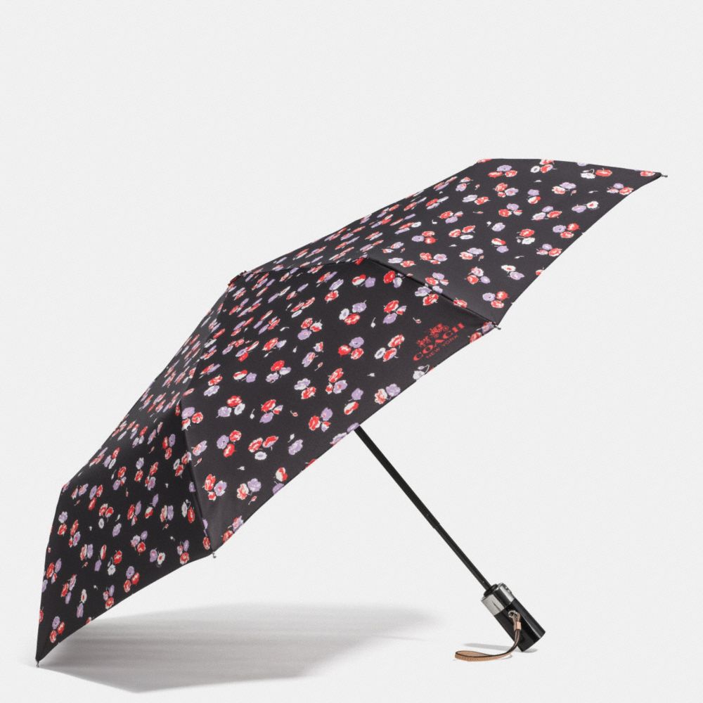 COACH F65331 Floral Print Umbrella SILVER/BLACK MULTI