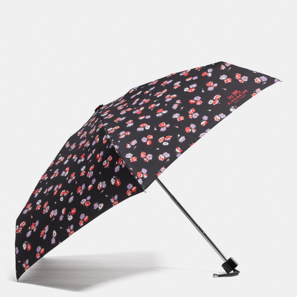 COACH F65333 Floral Print Mini Umbrella SILVER/BLACK MULTI