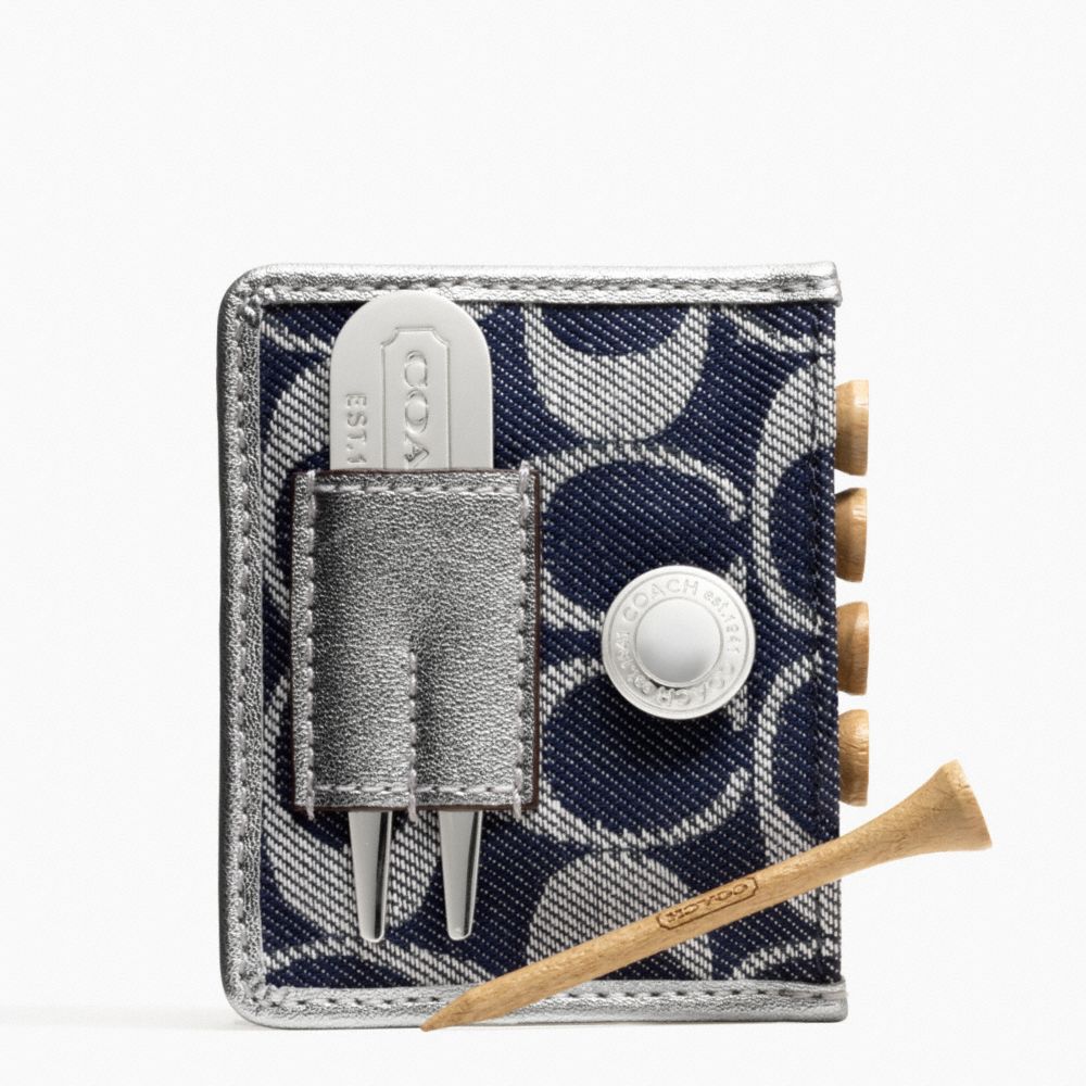 SIGNATURE DENIM GOLF TEE SET COACH F65341