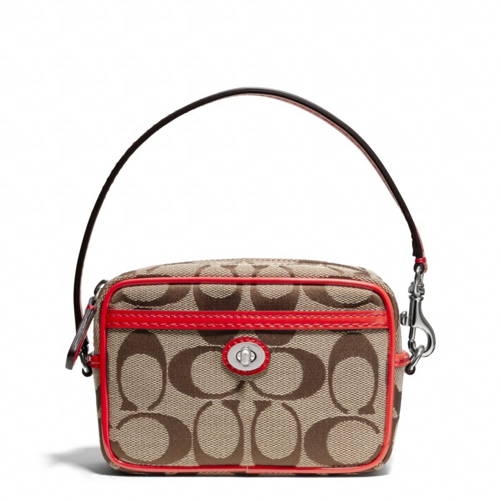 COACH PARK SIGNATURE EAST/WEST MULTI POUCH - SILVER/KHAKI/VERMILLION - F65365