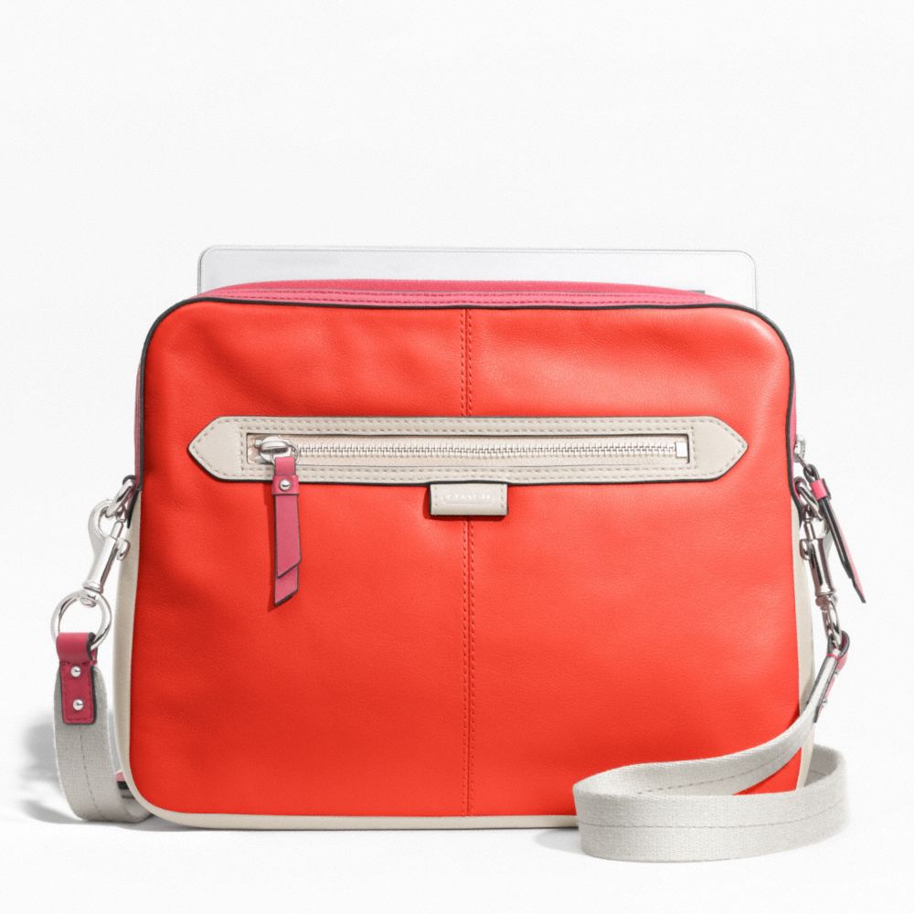 COACH DAISY SPECTATOR LEATHER TABLET CROSSBODY - SILVER/VERMILLION MULTICOLOR - F65377