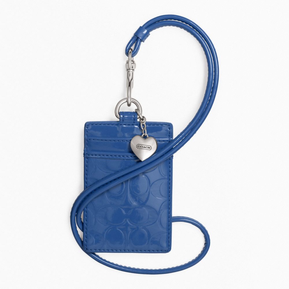 COACH F65383 - EMBOSSED LIQUID GLOSS LANYARD ID CASE SILVER/MOONLIGHT BLUE