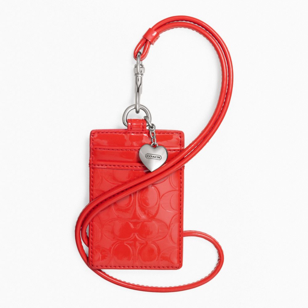 EMBOSSED LIQUID GLOSS LANYARD ID CASE - SILVER/VERMILLION - COACH F65383