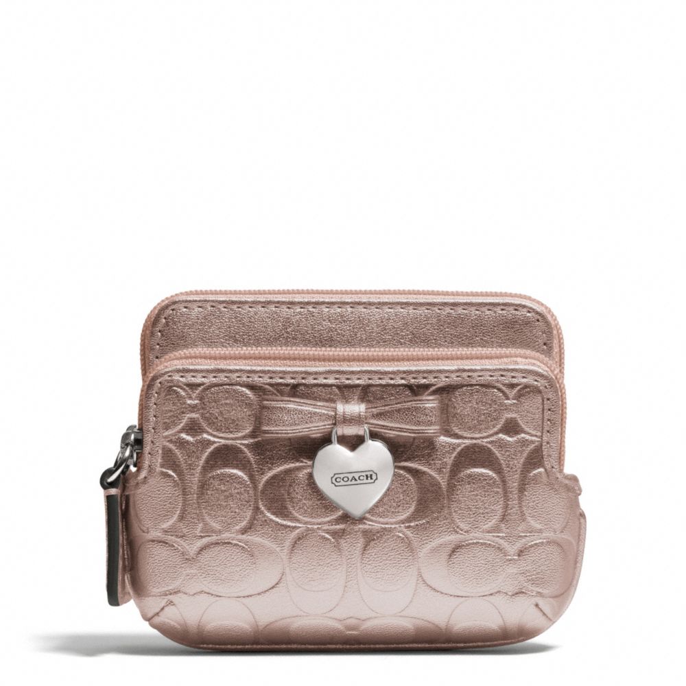 COACH EMBOSSED LIQUID GLOSS DOUBLE ZIP COIN WALLET -  - f65384