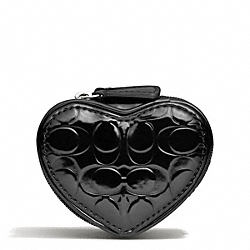 EMBOSSED LIQUID GLOSS HEART JEWELRY POUCH - SILVER/BLACK - COACH F65385