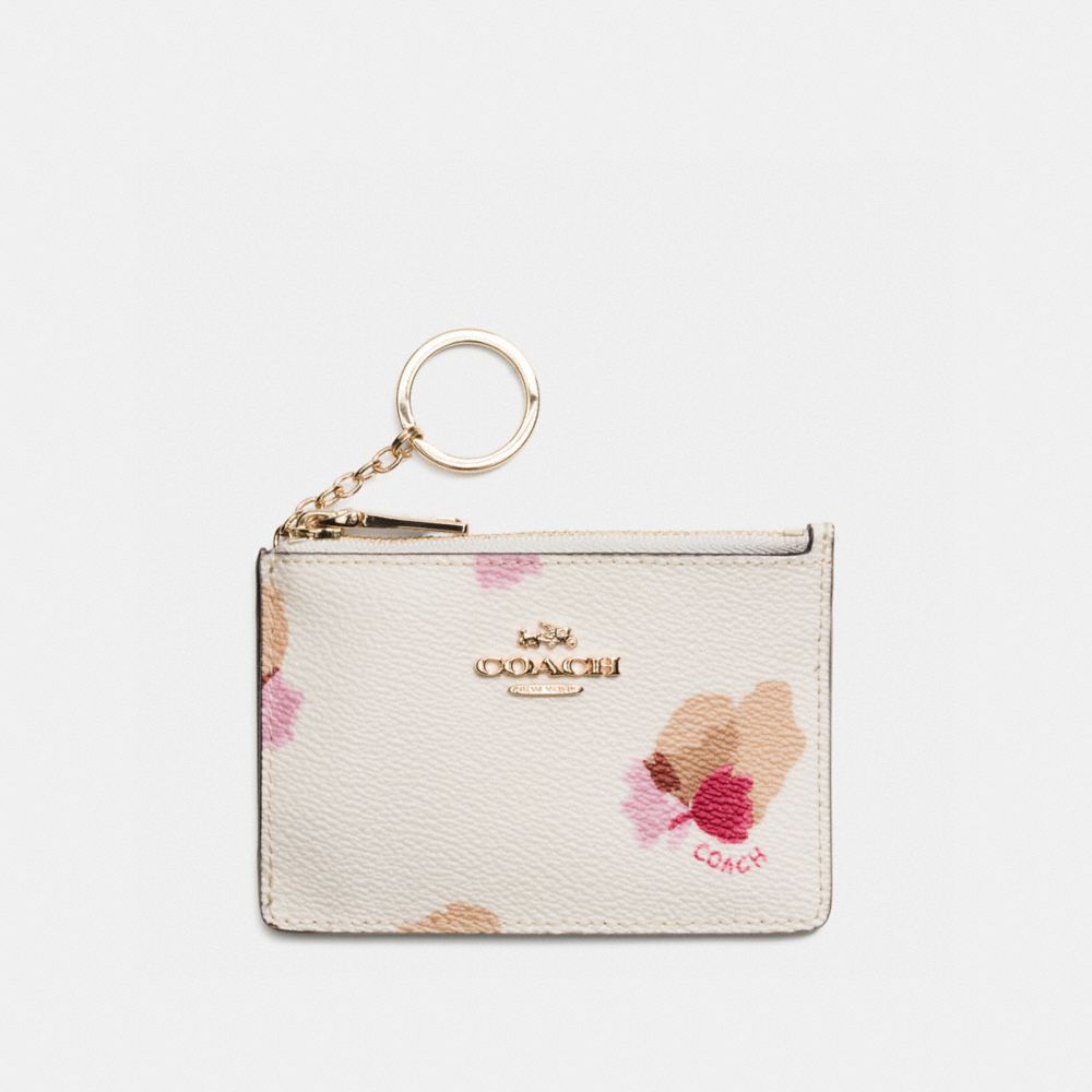 MINI ID SKINNY IN FLORAL PRINT COATED CANVAS - COACH f65439 -  LIGHT GOLD/CHALK/FIELD FLORAL