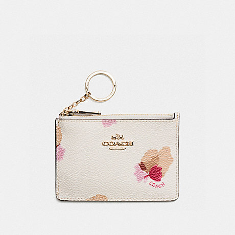 COACH MINI ID SKINNY IN FLORAL PRINT COATED CANVAS - LIGHT GOLD/CHALK/FIELD FLORAL - f65439