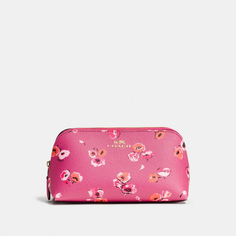 COSMETIC CASE 17 IN WILDFLOWER PRINT COATED CANVAS - f65441 -  IMITATION GOLD/DAHLIA MULTI