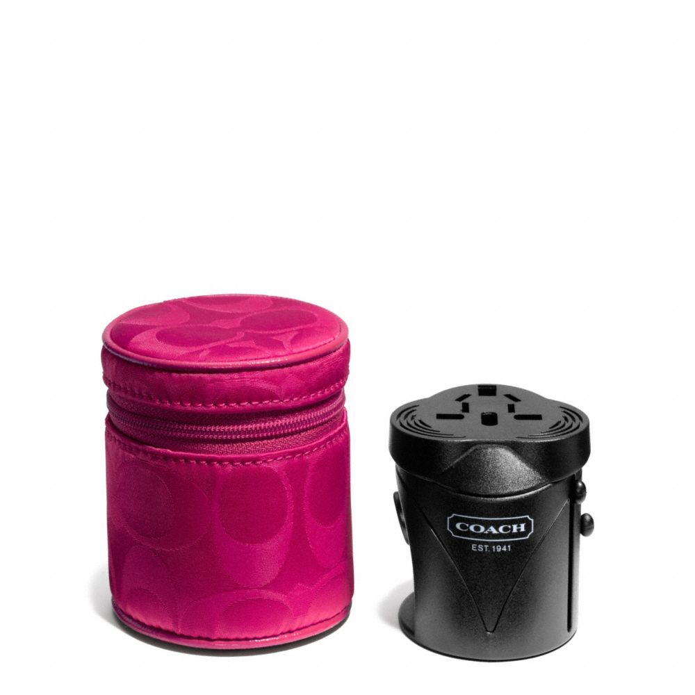 SIGNATURE NYLON TRAVEL ADAPTOR - SILVER/FUCHSIA - COACH F65480