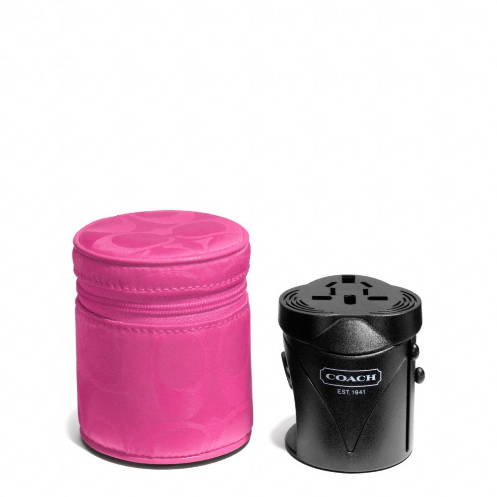 SIGNATURE NYLON TRAVEL ADAPTOR - SILVER/HOT PINK - COACH F65480