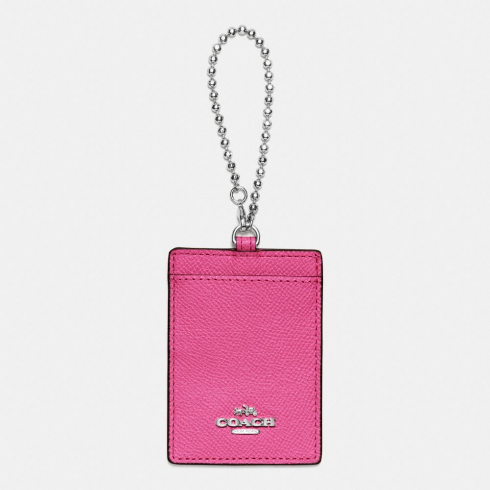 COACH ID HOLDER IN CROSSGRAIN LEATHER - SILVER/DAHLIA - F65487