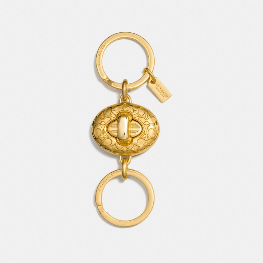 SIGNATURE TURNLOCK VALET KEY RING - GOLD - COACH F65501
