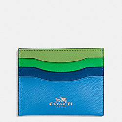COACH F65527 Card Case In Rainbow Colorblock Leather SILVER/AZURE MULTI
