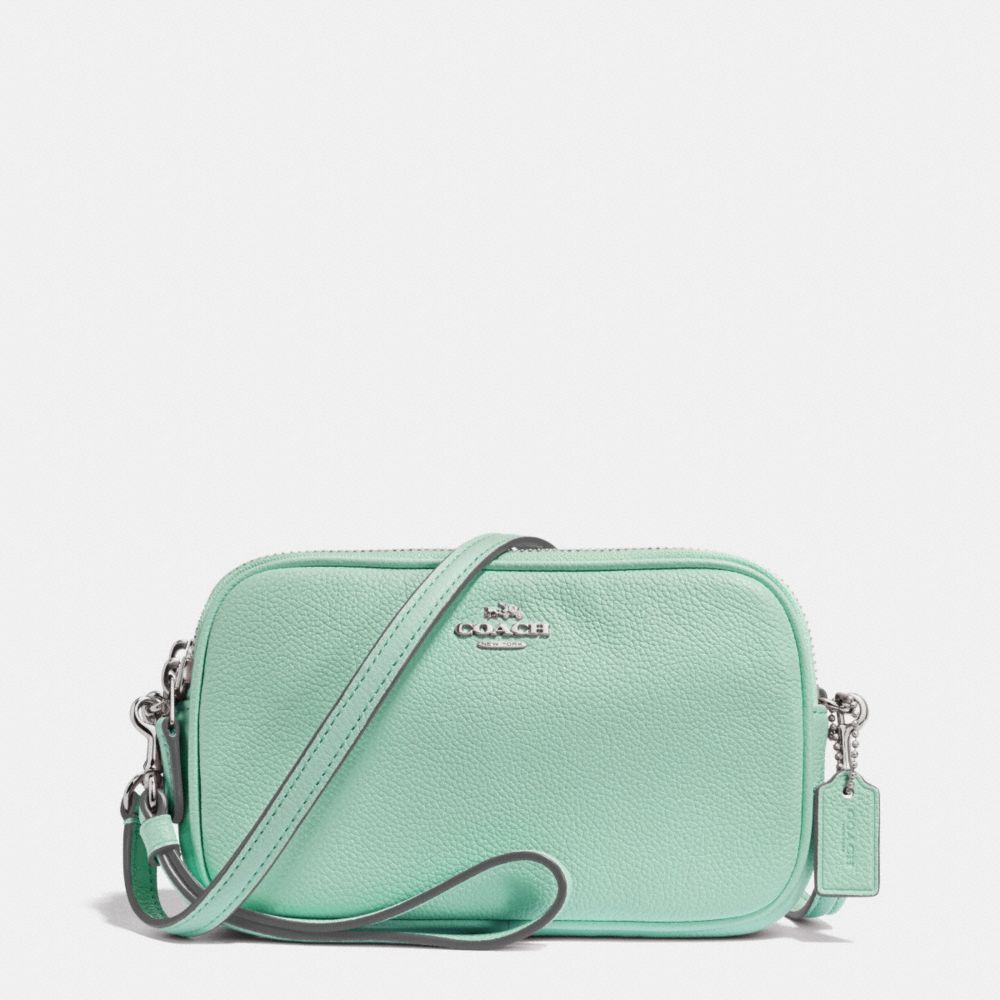 COACH F65547 - CROSSBODY CLUTCH IN PEBBLE LEATHER SILVER/SEAGLASS