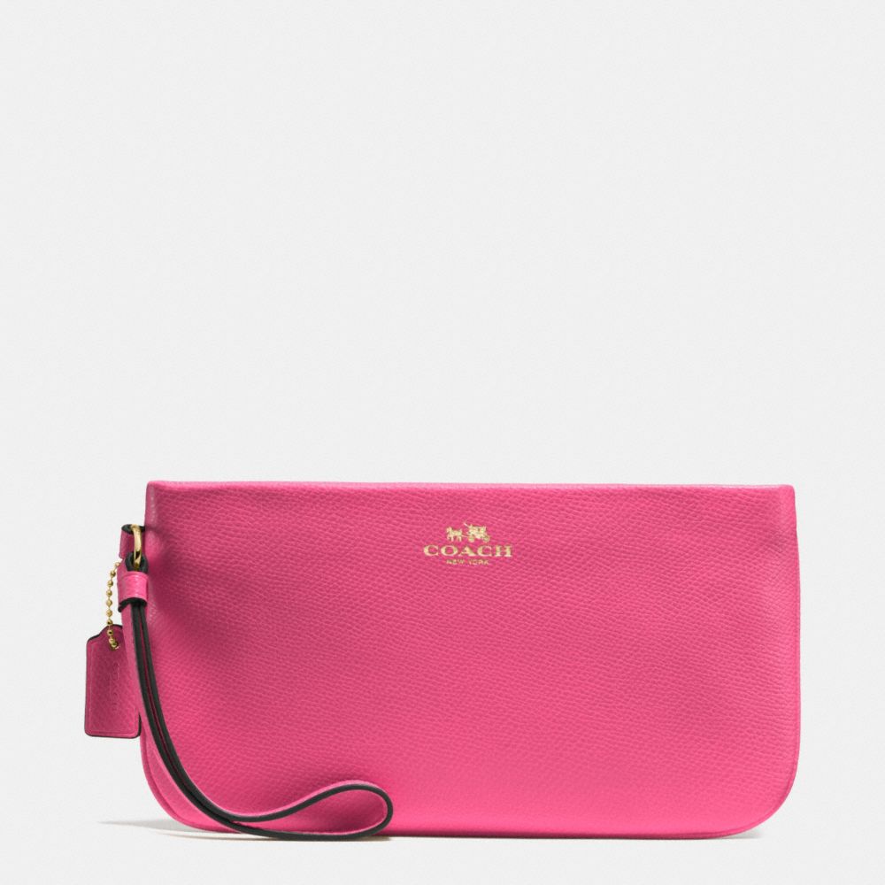 LARGE WRISTLET IN CROSSGRAIN LEATHER - f65555 - IMITATION GOLD/DAHLIA