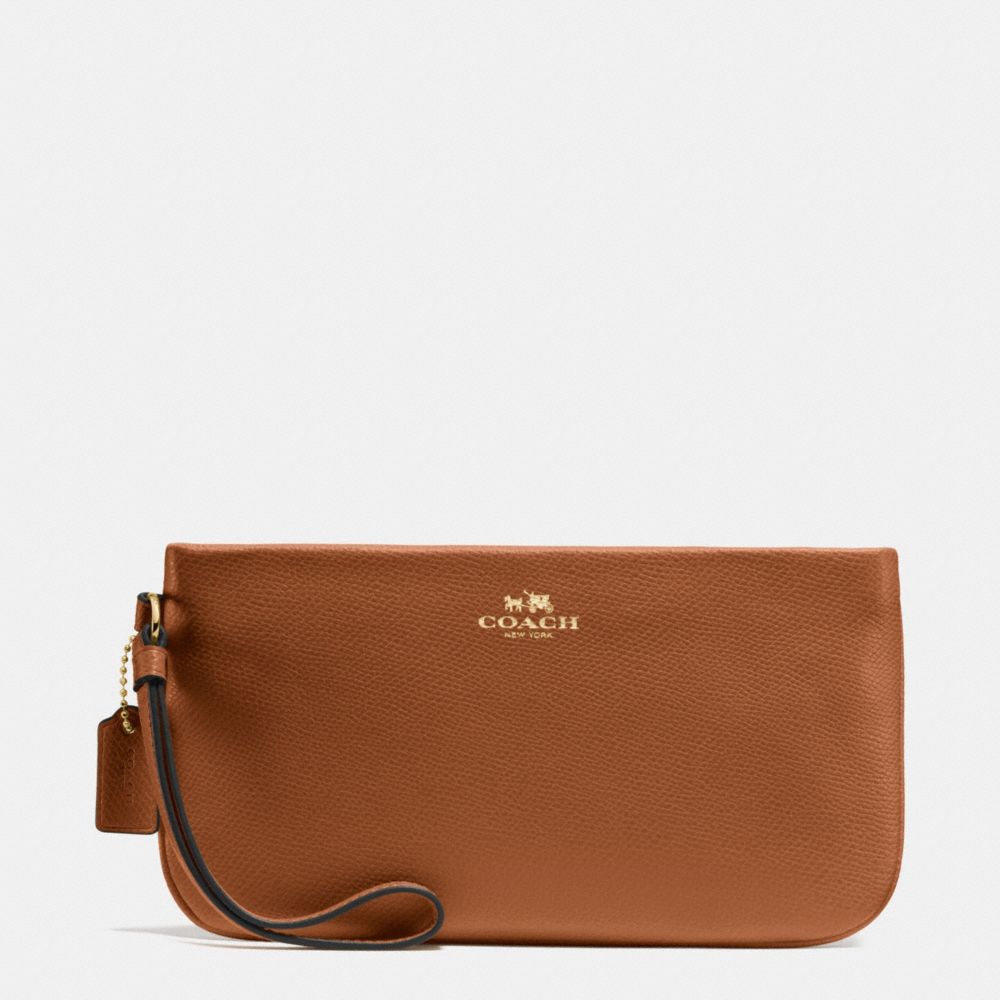 LARGE WRISTLET IN CROSSGRAIN LEATHER - IMITATION GOLD/SADDLE - COACH F65555