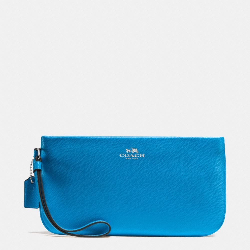 COACH LARGE WRISTLET IN CROSSGRAIN LEATHER - SILVER/AZURE - f65555