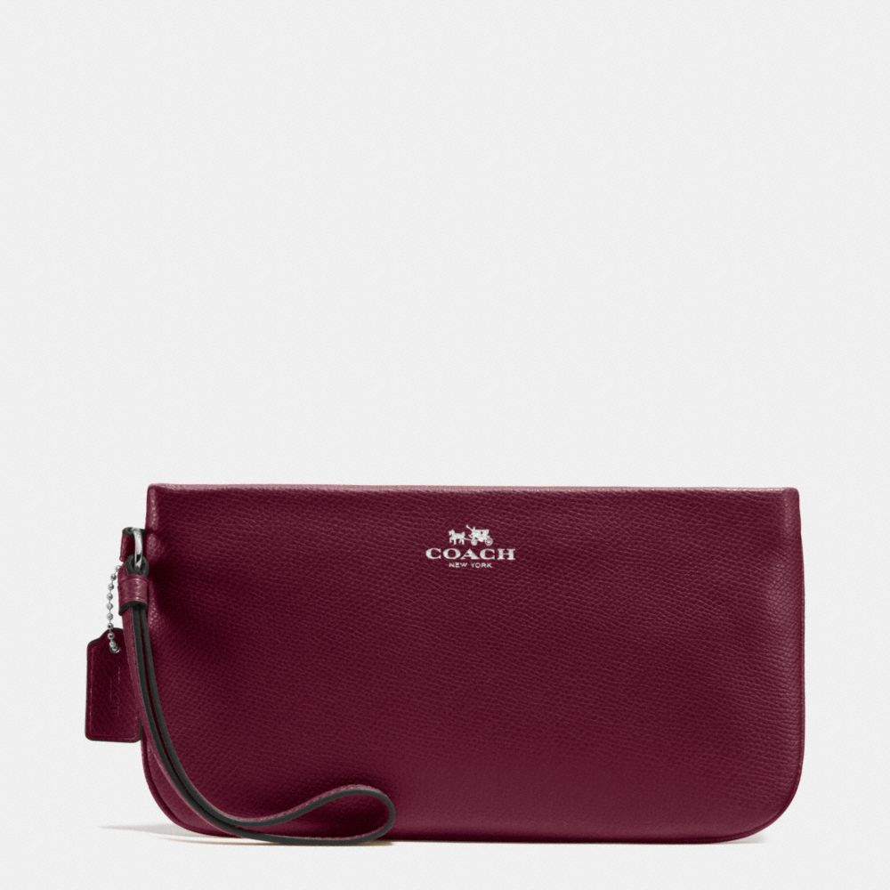 LARGE WRISTLET IN CROSSGRAIN LEATHER - SILVER/BURGUNDY - COACH F65555