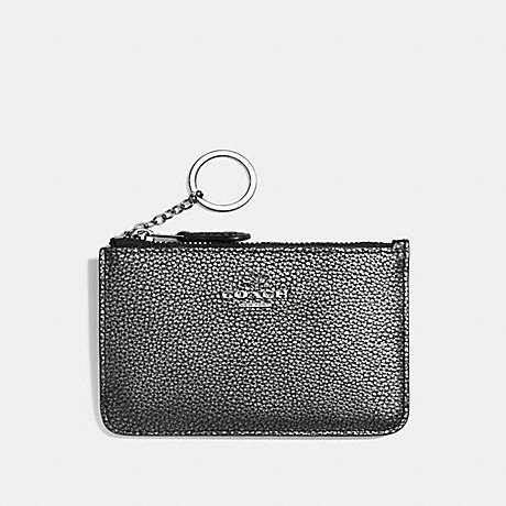 COACH F65566 KEY POUCH WITH GUSSET SV/GUNMETAL