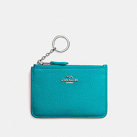 COACH F65566 KEY POUCH WITH GUSSET SV/TURQUOISE