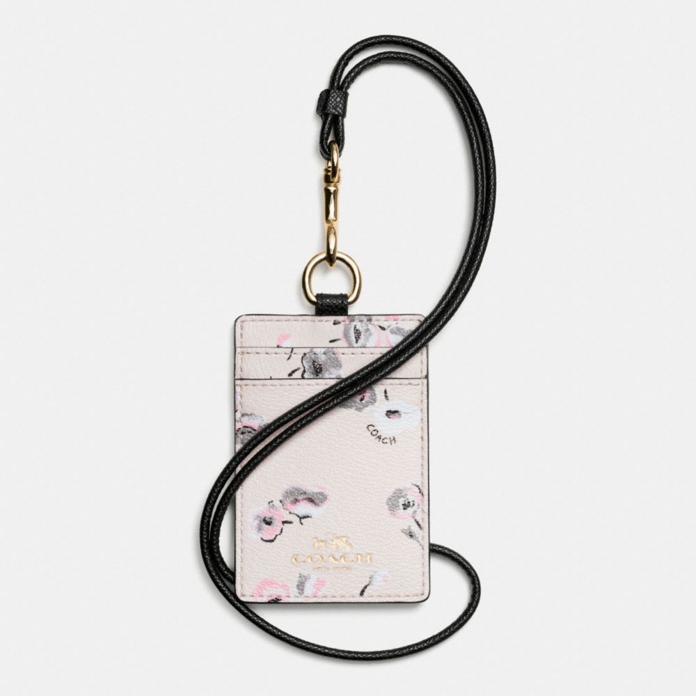 COACH LANYARD ID IN WILDFLOWER PRINT COATED CANVAS - IMITATION GOLD/CHALK MULTI - f65573