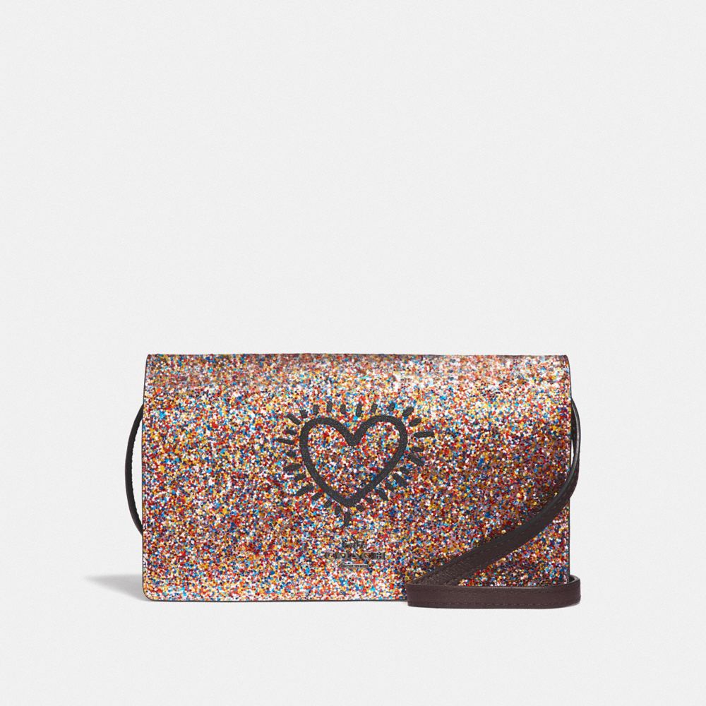 KEITH HARING HAYDEN FOLDOVER CROSSBODY CLUTCH - MULTI/BLACK ANTIQUE NICKEL - COACH F65687