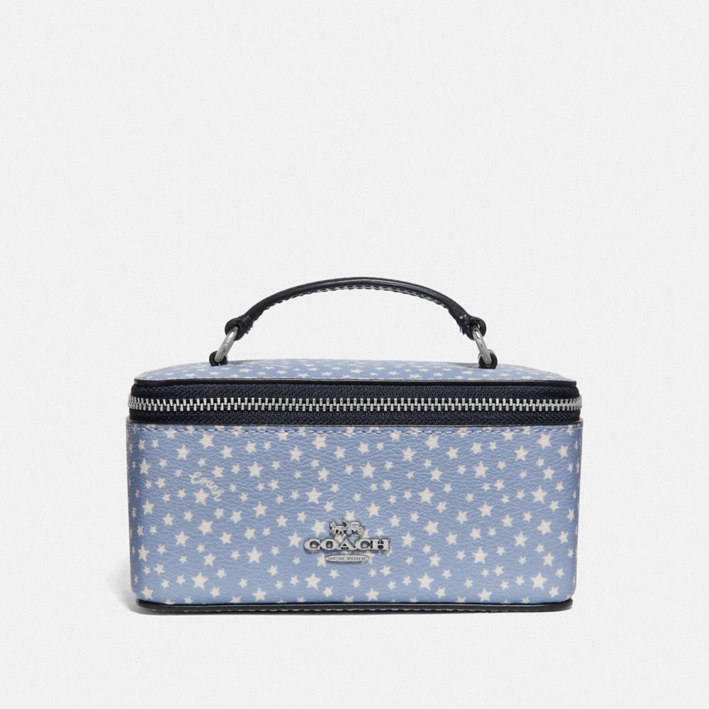 COACH F65688 Vanity Case With Ditsy Star Print BLUE MULTI/SILVER