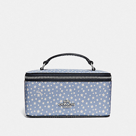 COACH VANITY CASE WITH DITSY STAR PRINT - BLUE MULTI/SILVER - F65688