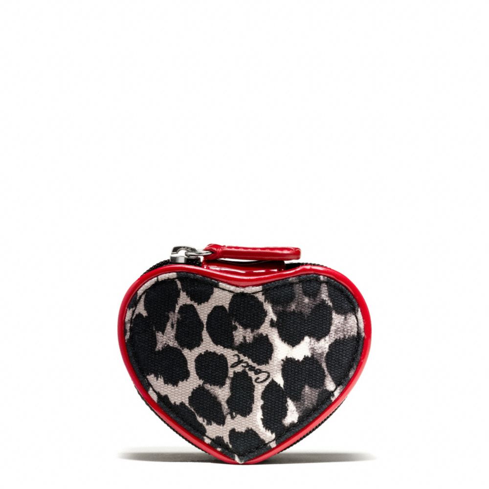 COACH PARK OCELOT PRINT HEART JEWELRY POUCH - ONE COLOR - F65708