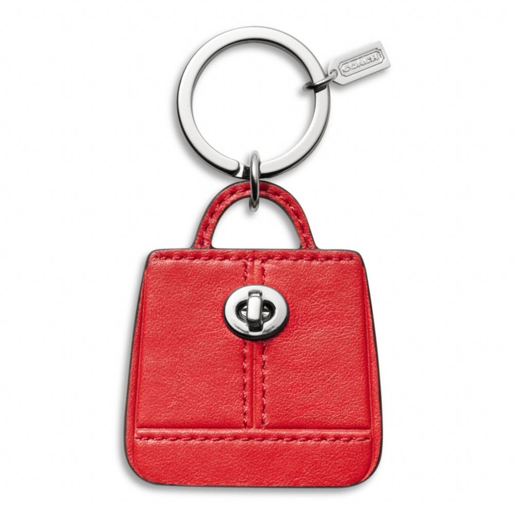 COACH F65741 Park Handbag Key Ring SILVER/VERMILLION