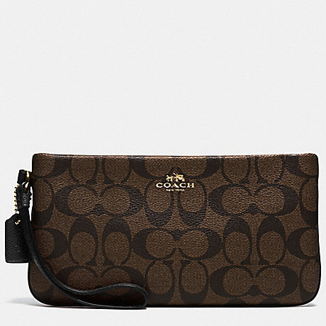 COACH F65748 LARGE WRISTLET IN SIGNATURE IMITATION-GOLD/BROWN/BLACK