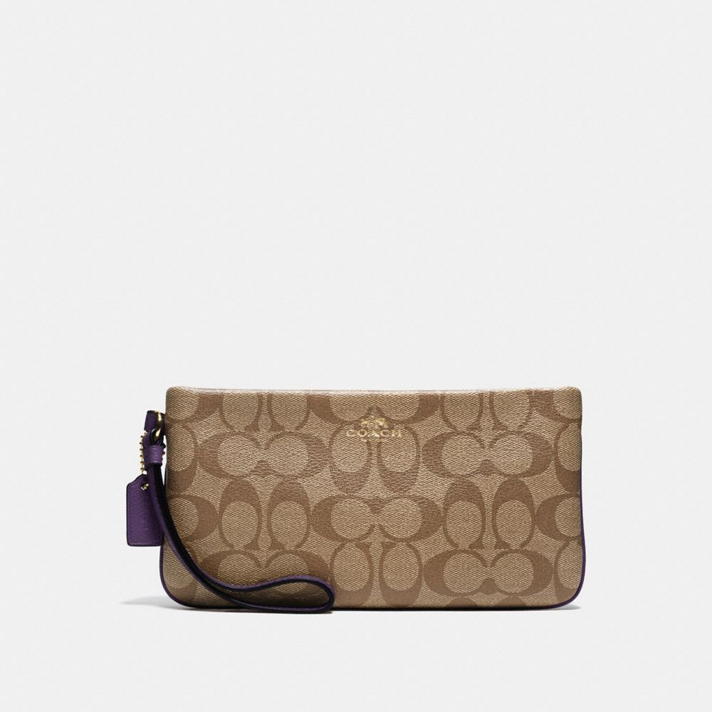 LARGE WRISTLET IN SIGNATURE - IMITATION GOLD/KHAKI AUBERGINE - COACH F65748