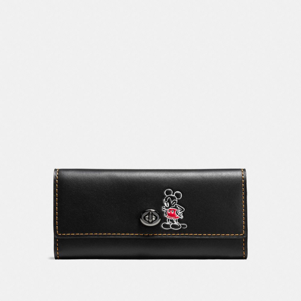 COACH F65793 - TURNLOCK WALLET WITH MICKEY BLACK/DARK GUNMETAL