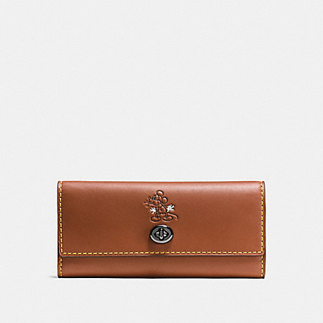 COACH F65793 MICKEY TURNLOCK WALLET IN SMOOTH LEATHER DK/1941-SADDLE