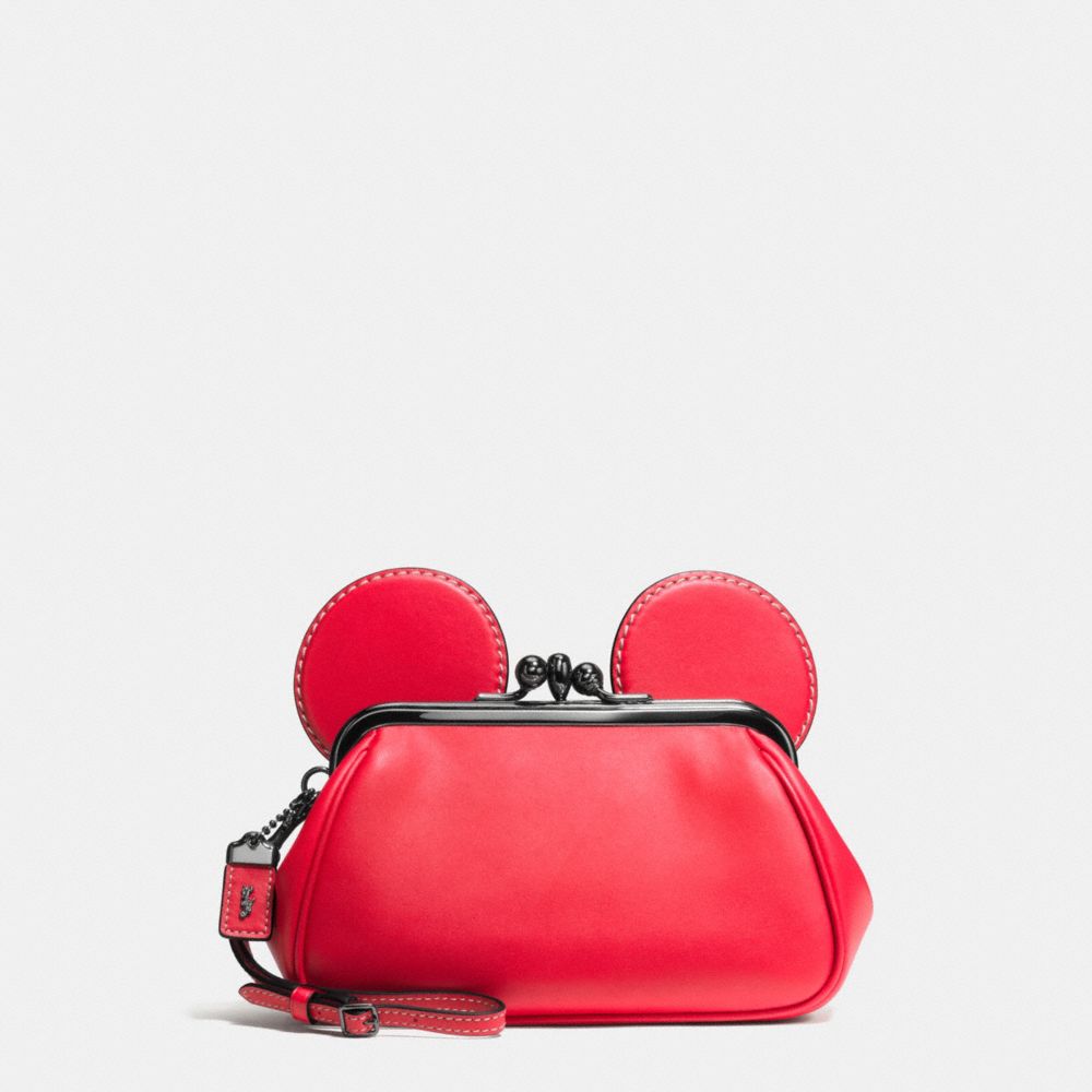 MICKEY KISSLOCK WRISTLET IN SMOOTH LEATHER - f65794 - DARK GUNMETAL/1941 RED