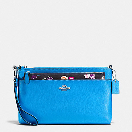COACH WRISTLET WITH POP UP POUCH IN WILDFLOWER PRINT COATED CANVAS - SILVER/AZURE MULTI - f65805