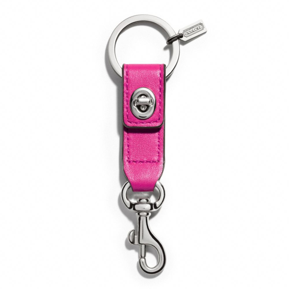 COACH F65816 Turnlock Trigger Snap Key Ring SILVER/BRIGHT MAGENTA