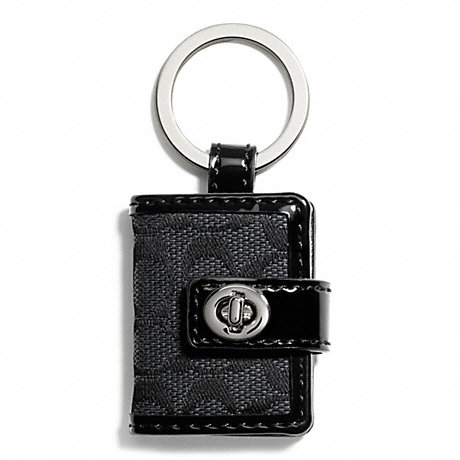 COACH f65817 SIGNATURE TURNLOCK PICTURE FRAME KEY RING SILVER/BLACK GREY/BLACK