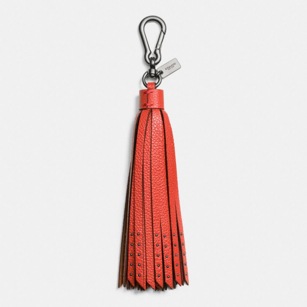 COACH F65834 Long Tassel Bag Charm BLACK/CARMINE